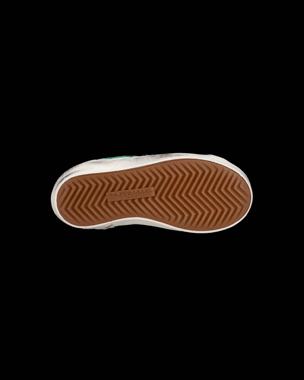 Philippe Model Sneakers basse Paris da Bambino in pelle, Bianco Verde Nuova