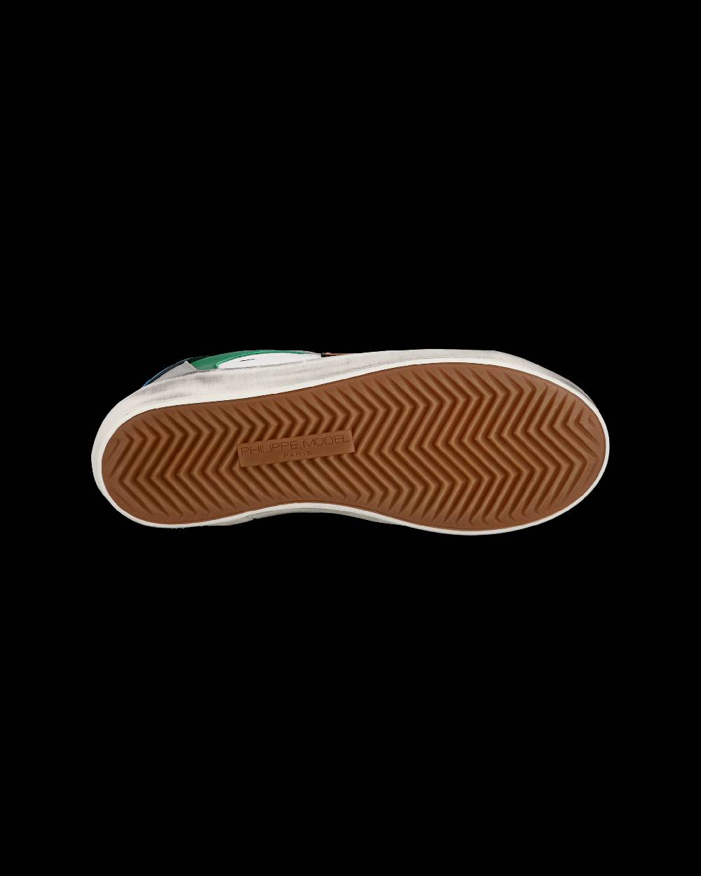 Philippe Model Sneakers Paris basse da Ragazzo in pelle, Bianco Verde Moda