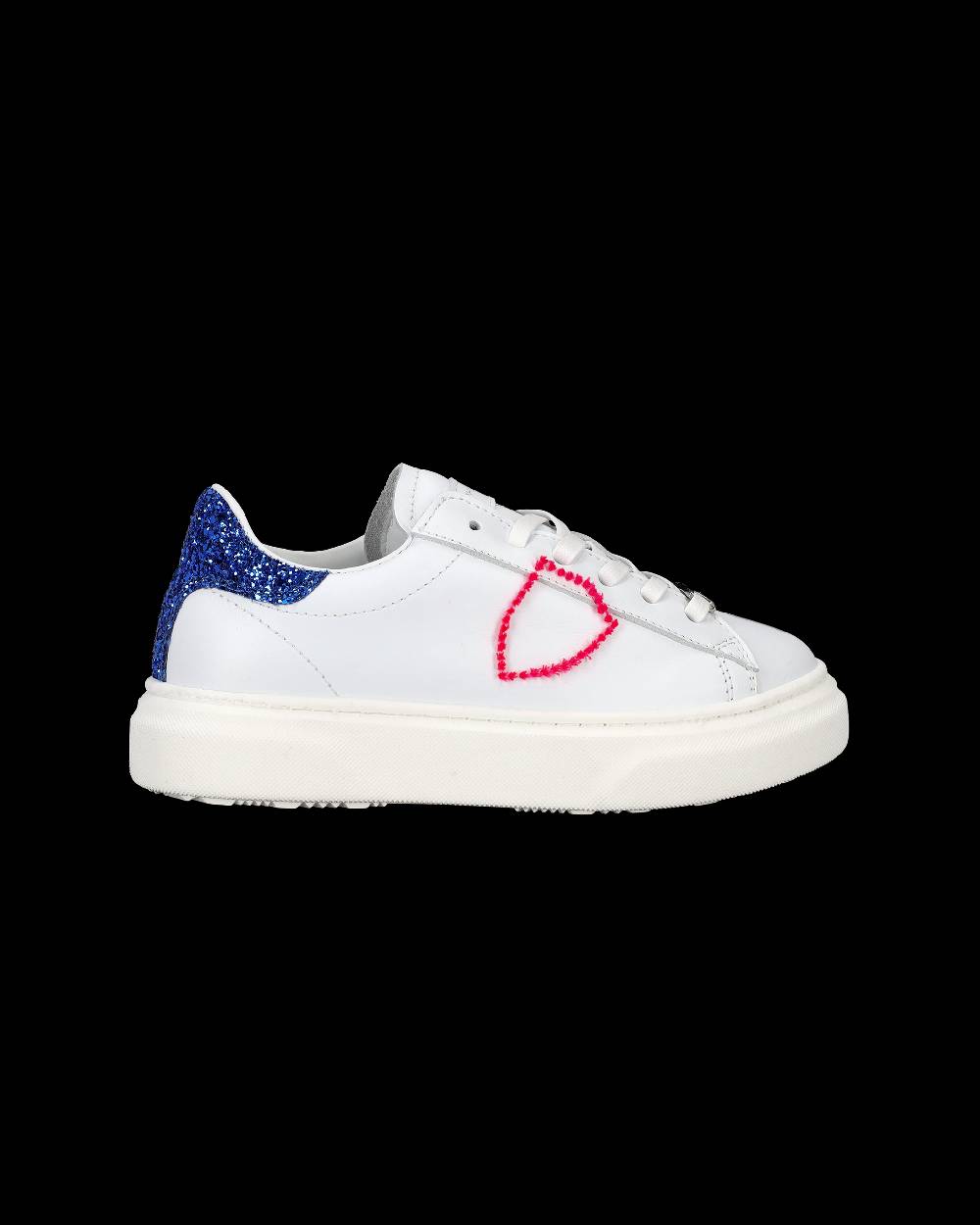 Philippe Model Sneakers Temple da Bambini Bianche e Blu in Pelle In Linea