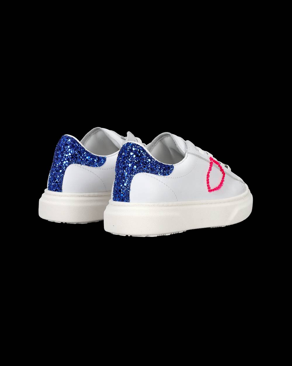 Philippe Model Sneakers Temple da Bambini Bianche e Blu in Pelle In Linea
