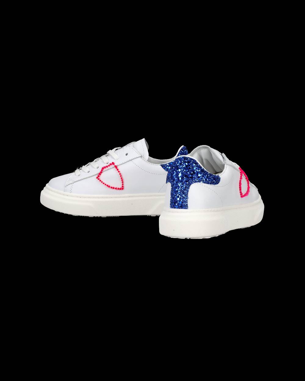 Philippe Model Sneakers Temple da Bambini Bianche e Blu in Pelle In Linea