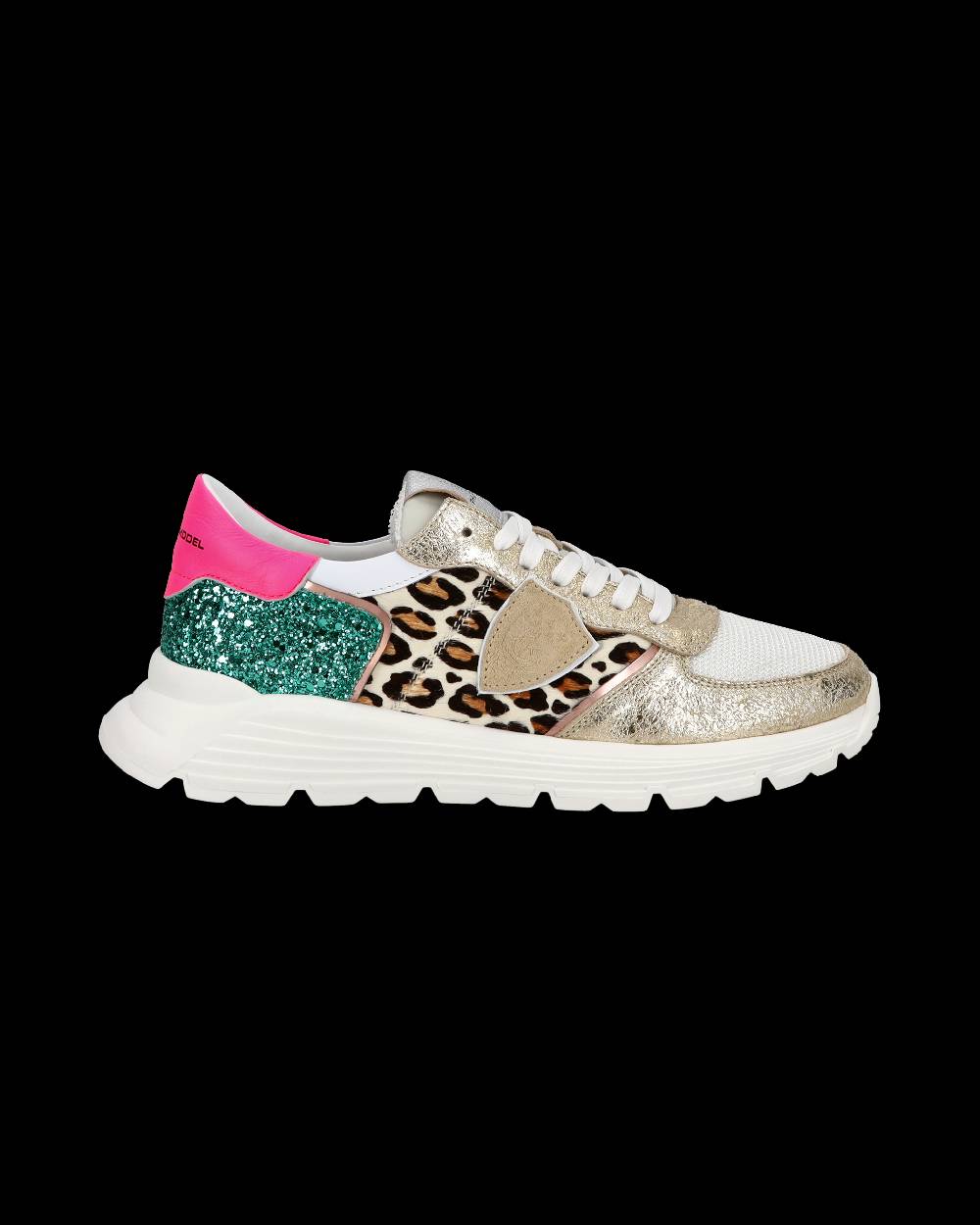 Philippe Model Sneakers basse Trpx Haute da Ragazzo in pelle e glitter, Bianco Verde Qualità