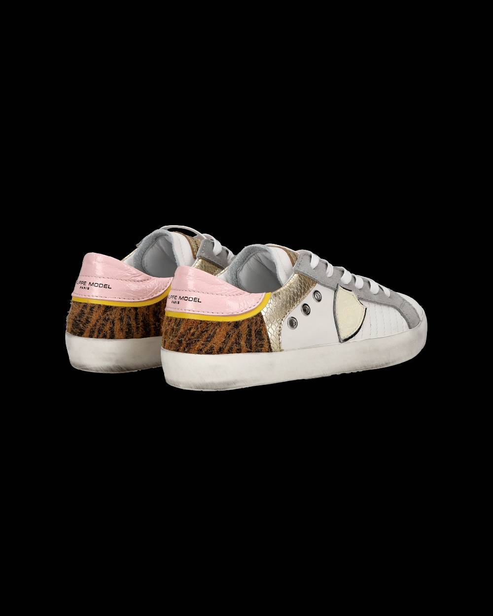 Philippe Model Sneakers basse Paris da Bambino in pelle, Bianco Cognac Vendita