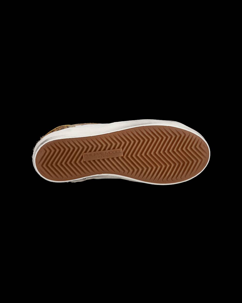 Philippe Model Sneakers basse Paris da Bambino in pelle, Bianco Cognac Vendita