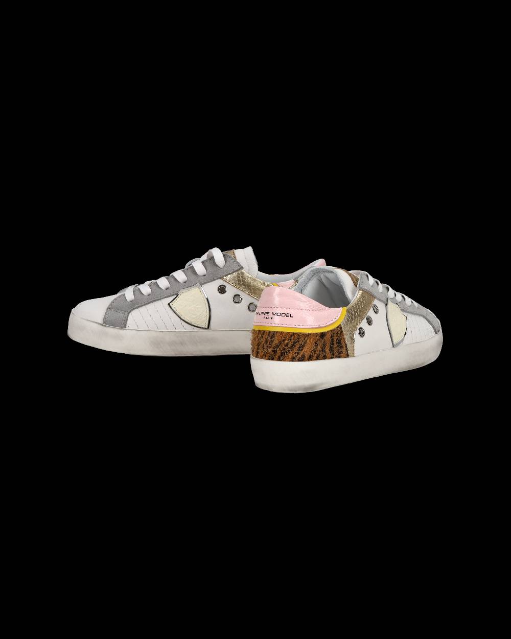 Philippe Model Sneakers basse Paris da Bambino in pelle, Bianco Cognac Vendita