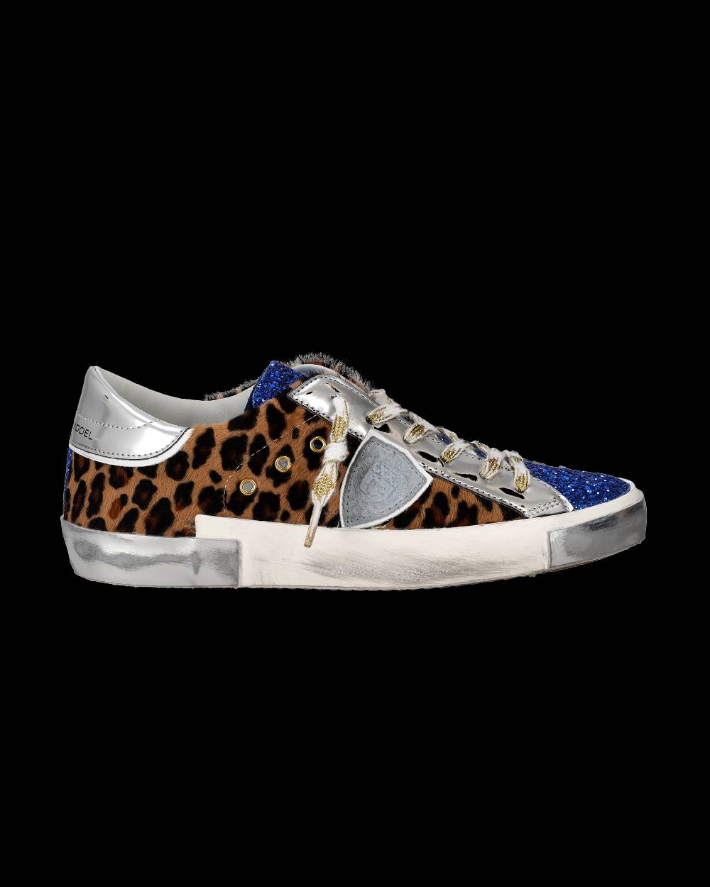 Philippe Model Sneaker basse Paris donna - glitter blu e argento In Linea