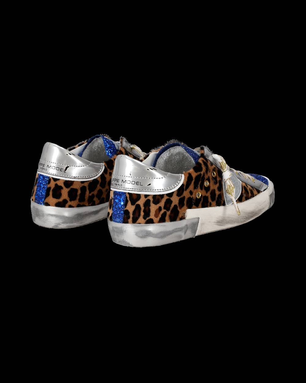 Philippe Model Sneaker basse Paris donna - glitter blu e argento In Linea