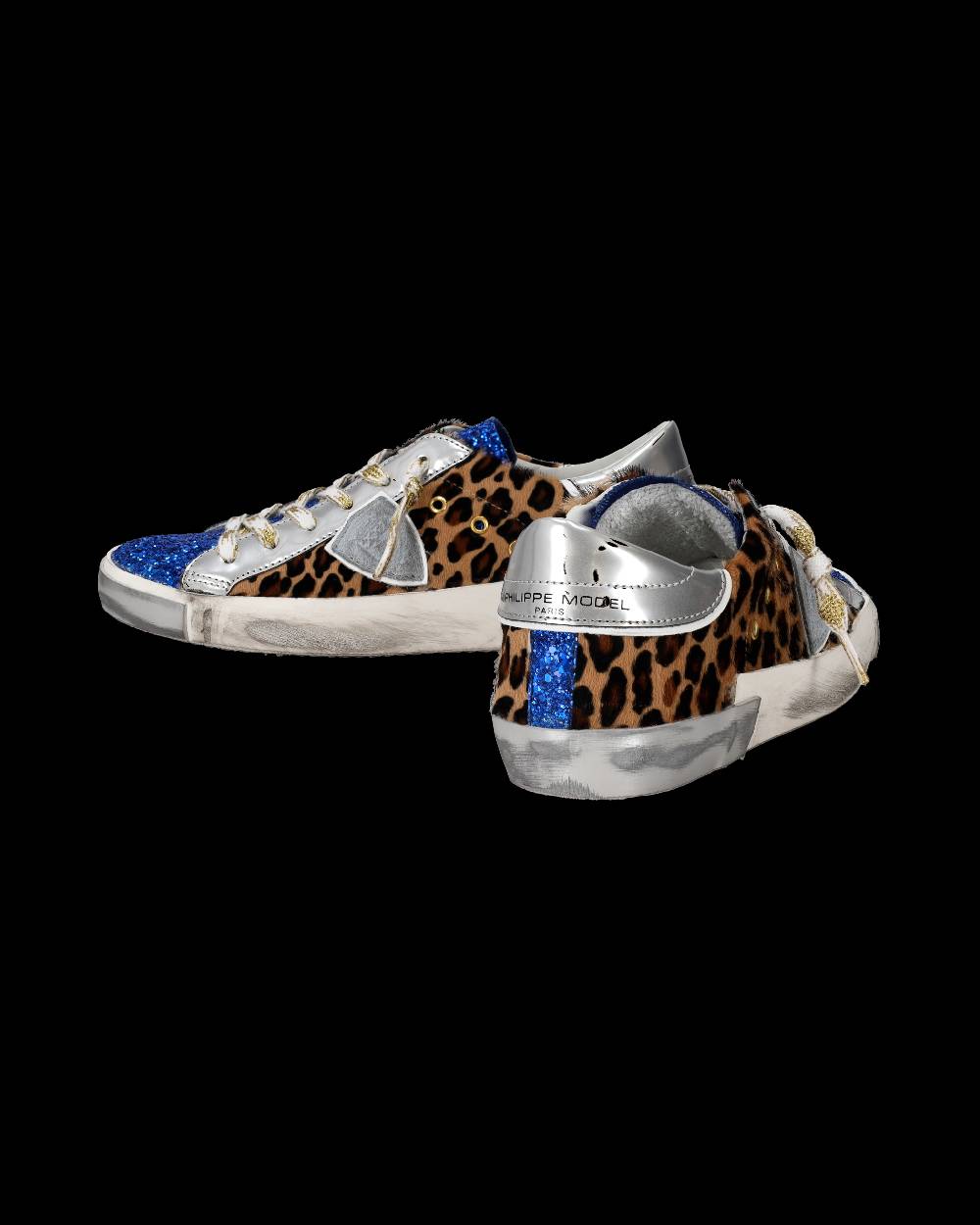 Philippe Model Sneaker basse Paris donna - glitter blu e argento In Linea