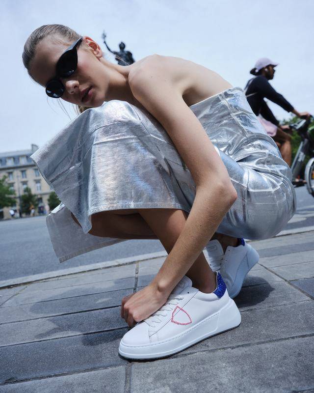 Philippe Model Sneaker basse Tres Temple donna - bianco e bluette Affare Del Giorno