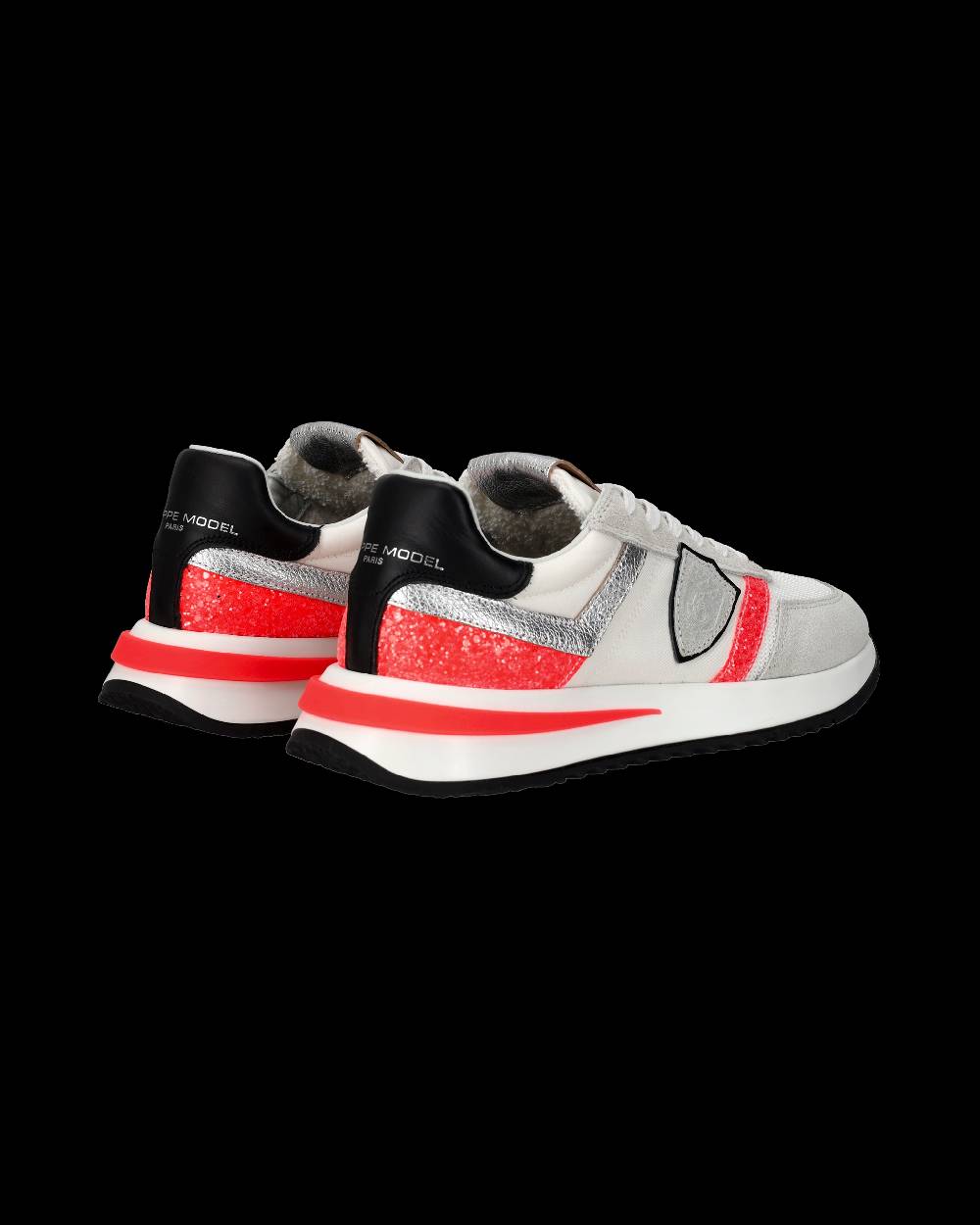 Philippe Model Sneakers Tropez 2.1 Donna Bianche e Arancioni in Pelle Scamosciata Presa