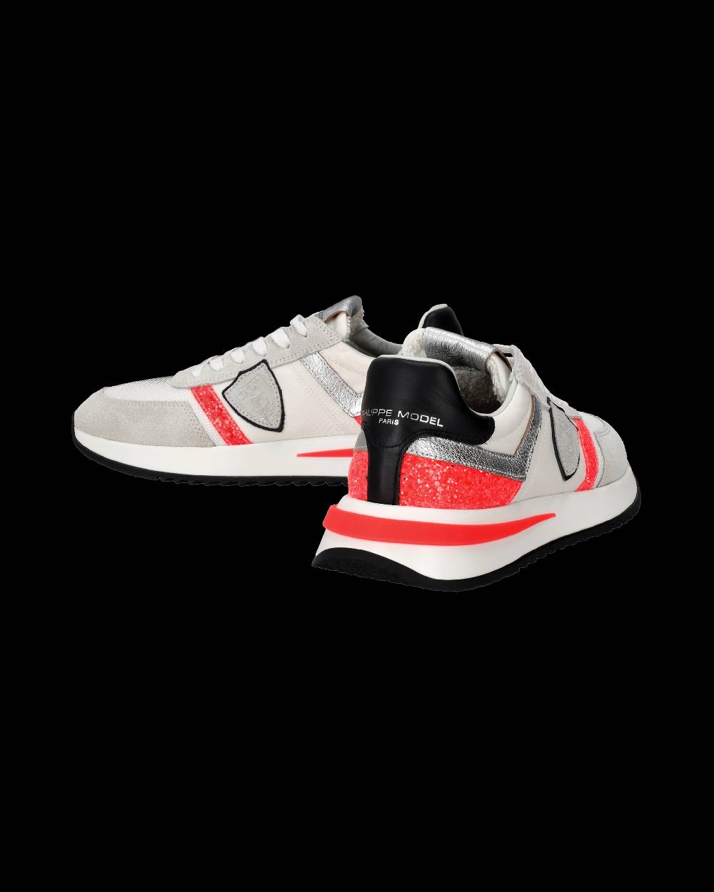 Philippe Model Sneakers Tropez 2.1 Donna Bianche e Arancioni in Pelle Scamosciata Presa