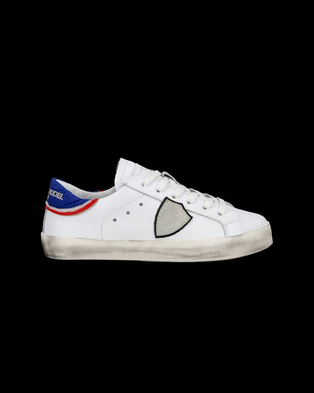 Philippe Model Junior Paris Low-Top Sneakers in Leather, White Blue Sconto