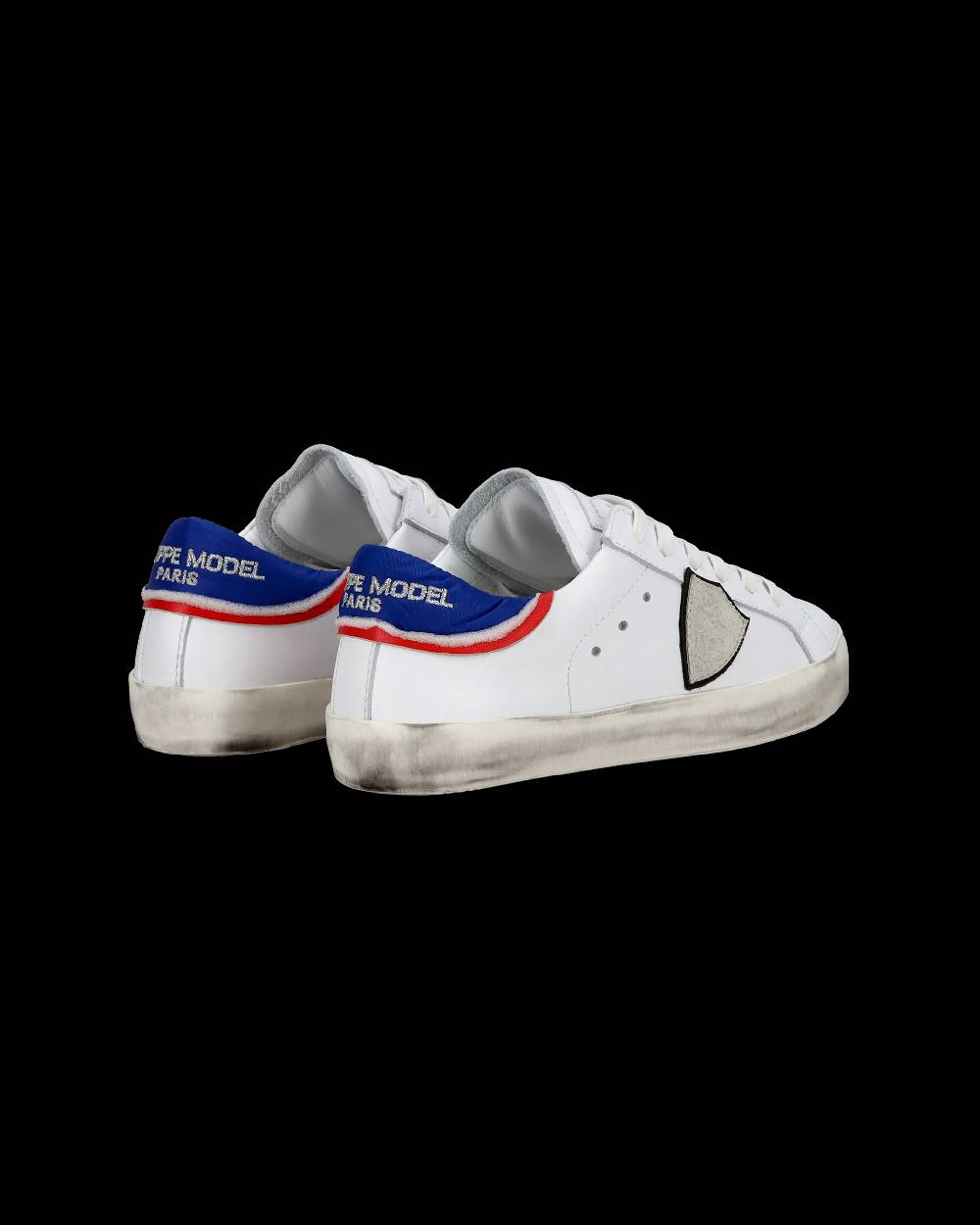 Philippe Model Junior Paris Low-Top Sneakers in Leather, White Blue Sconto