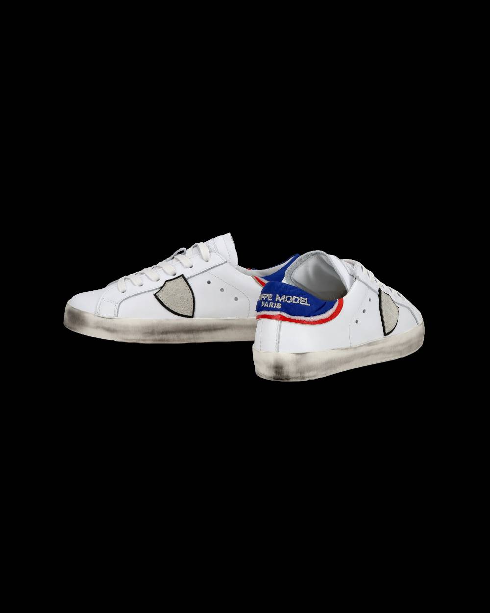 Philippe Model Junior Paris Low-Top Sneakers in Leather, White Blue Sconto