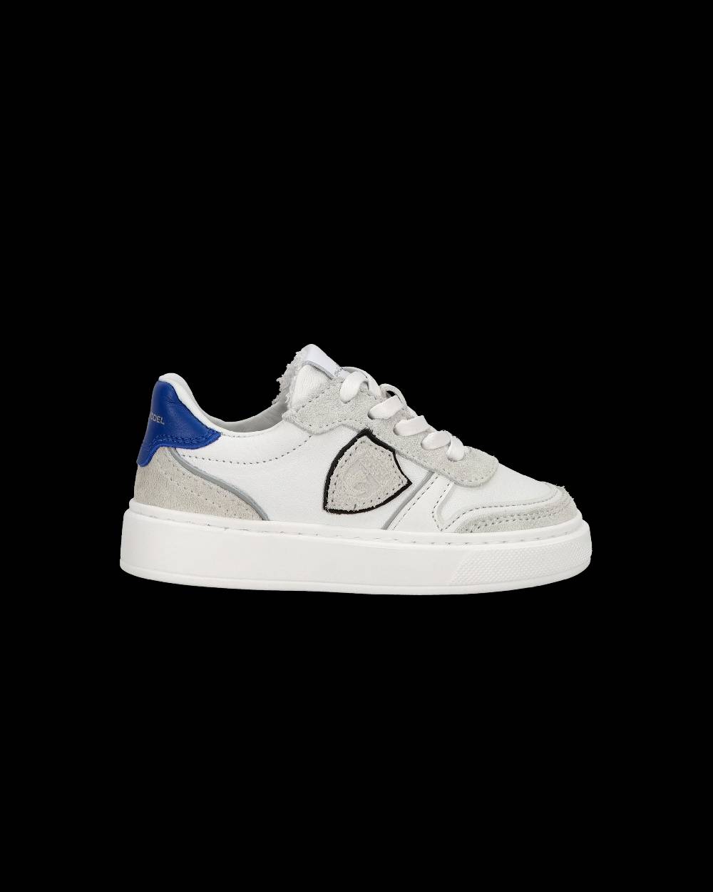 Philippe Model Baby Nice Low-Top Sneakers in Leather, White Blue Saldi