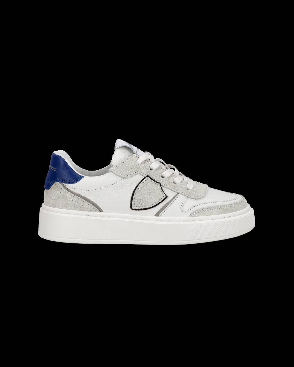 Philippe Model Junior Nice Low-Top Sneakers in Leather, White Blue Offerte