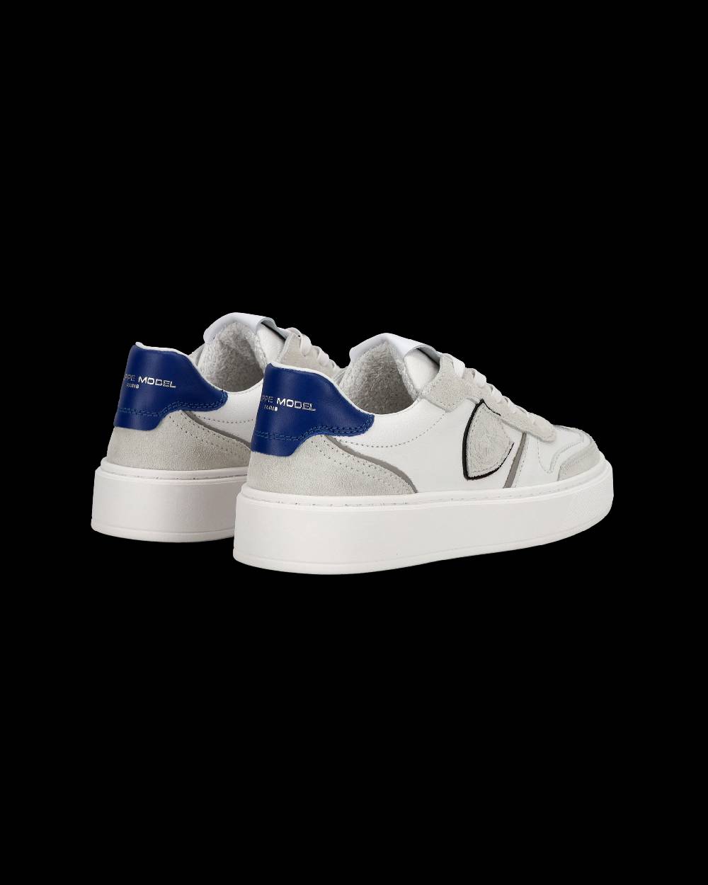 Philippe Model Junior Nice Low-Top Sneakers in Leather, White Blue Offerte