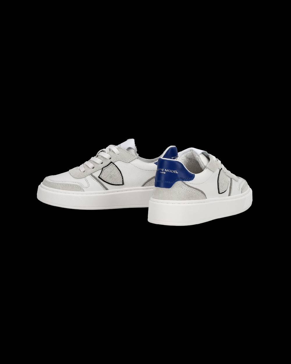 Philippe Model Junior Nice Low-Top Sneakers in Leather, White Blue Offerte