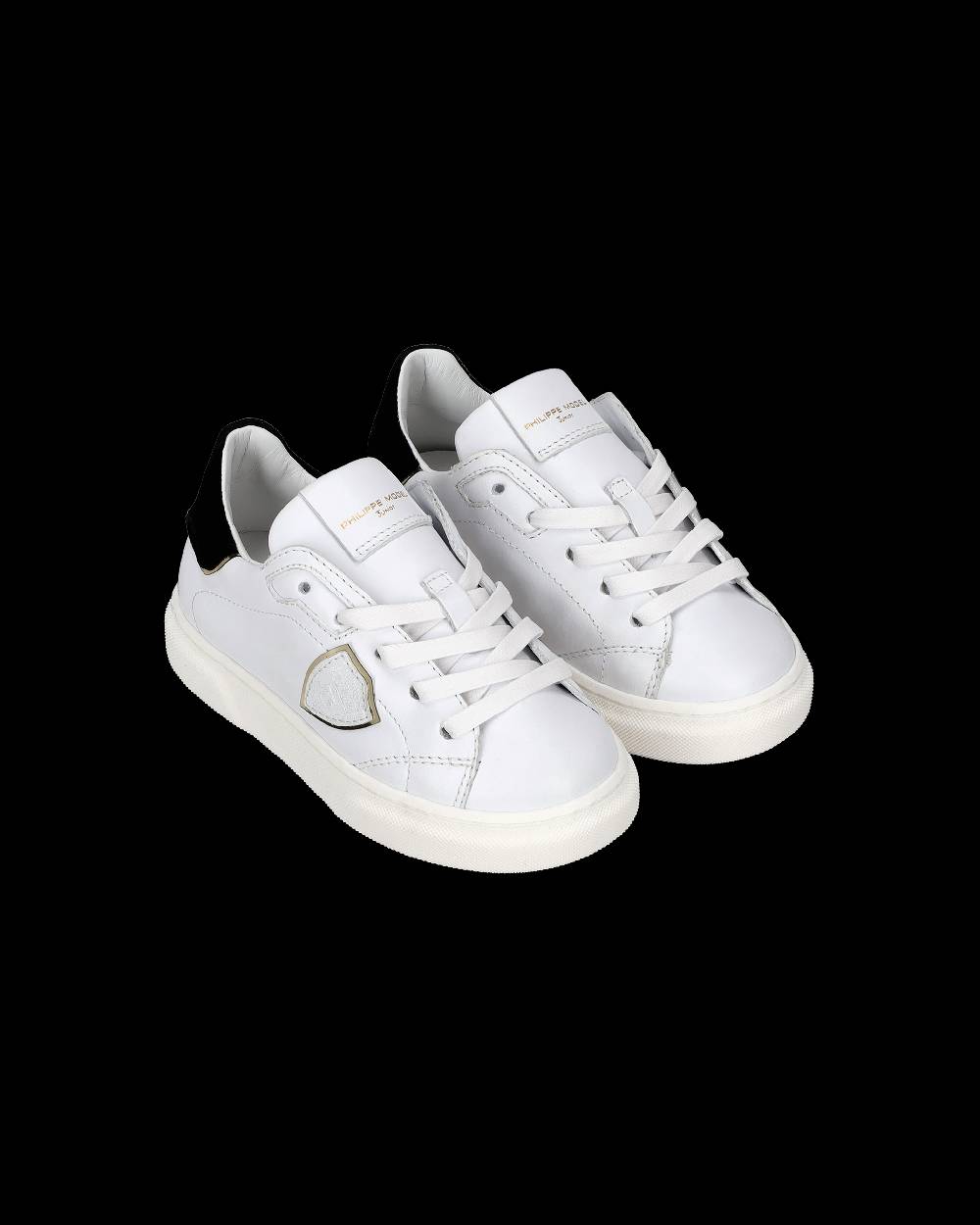 Philippe Model Scarpe da Bambini Temple Bianche e Nere in Pelle