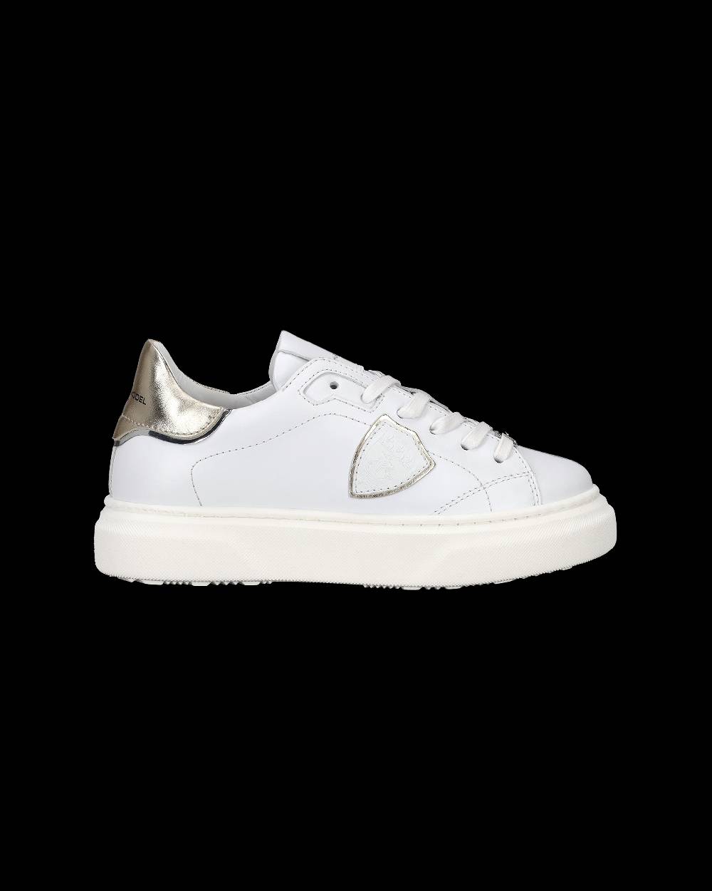 Philippe Model Sneakers Temple da Bambini Bianche e Oro in Pelle In Saldo