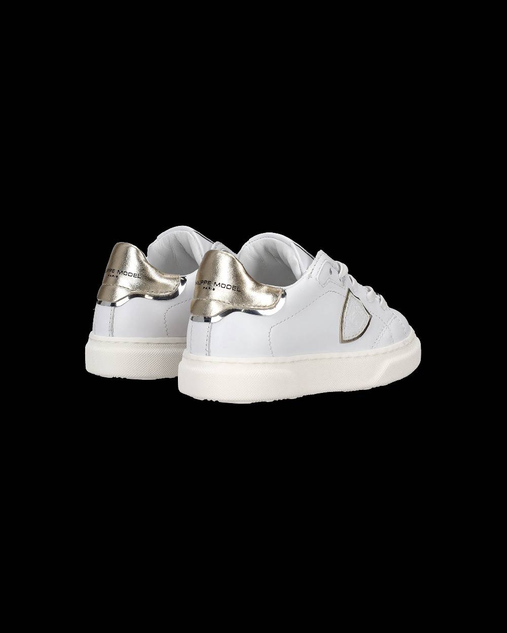 Philippe Model Sneakers Temple basse da Bambini Bianche e Oro in Pelle Nuova