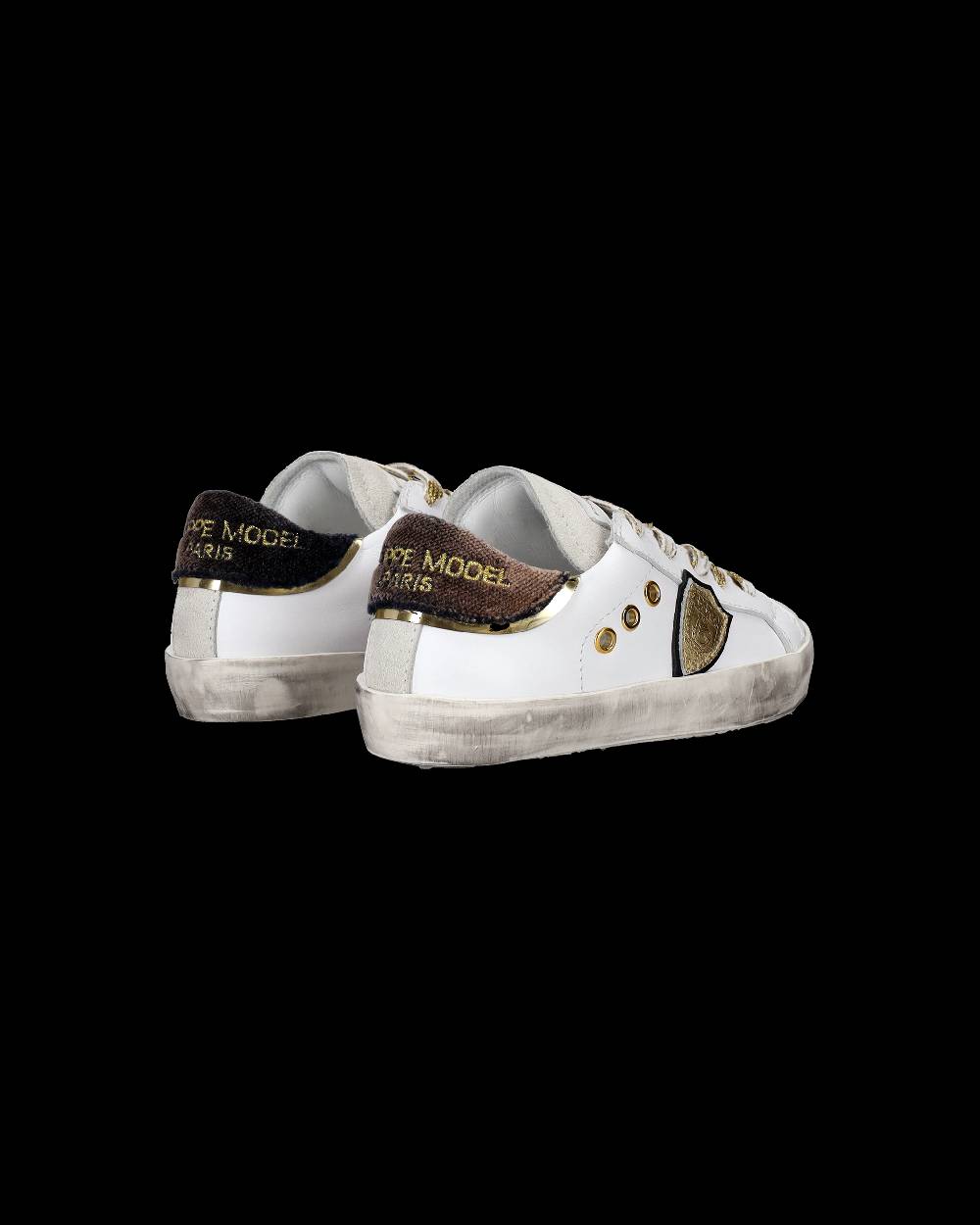 Philippe Model Scarpe da Bambini Prsx basse Bianche e Nere in Pelle Moda