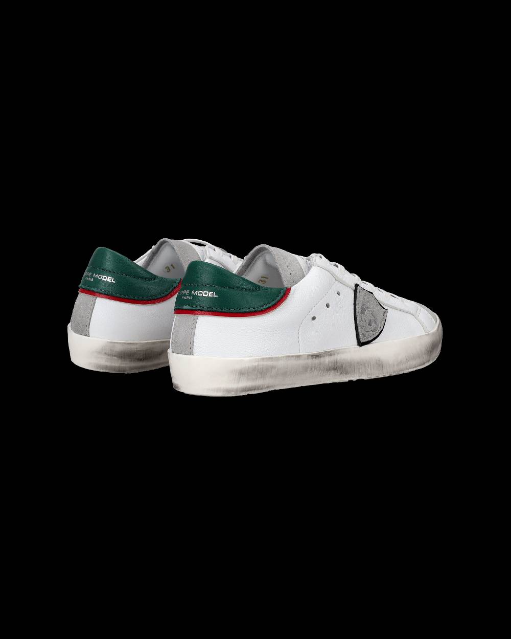Philippe Model Sneakers Prsx basse da Bambini Bianche e Verdi in Pelle Vendita