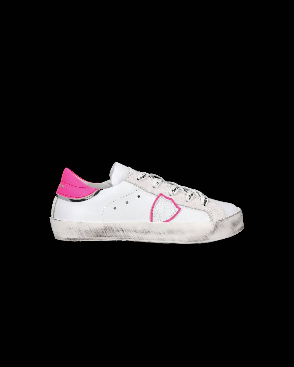 Philippe Model Scarpe da Bambini Prsx Bianche e Fucsia in Pelle Pezzi Unici