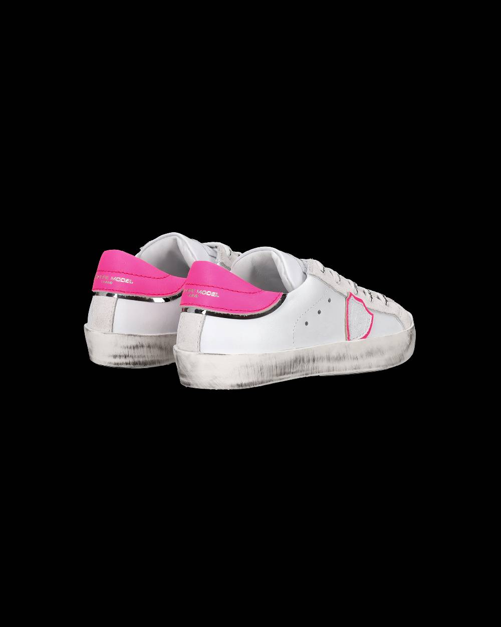Philippe Model Scarpe da Bambini Prsx Bianche e Fucsia in Pelle Pezzi Unici