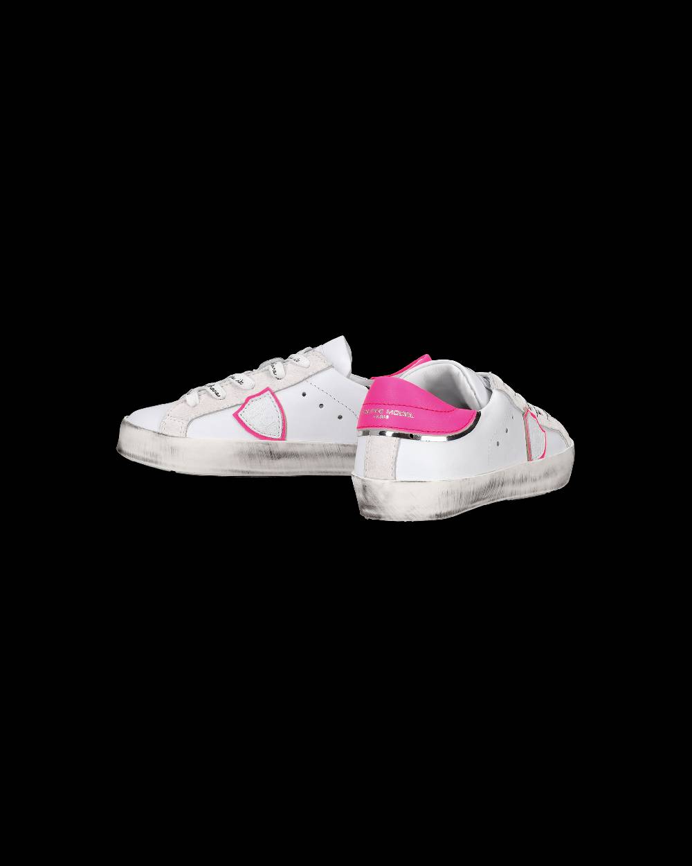 Philippe Model Scarpe da Bambini Prsx Bianche e Fucsia in Pelle Pezzi Unici