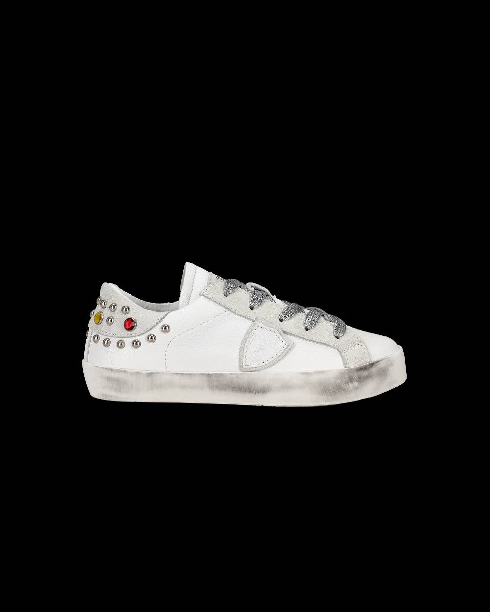 Philippe Model Sneakers Paris da Bambini Bianche e Grigie in Pelle Prezzo Ridotto