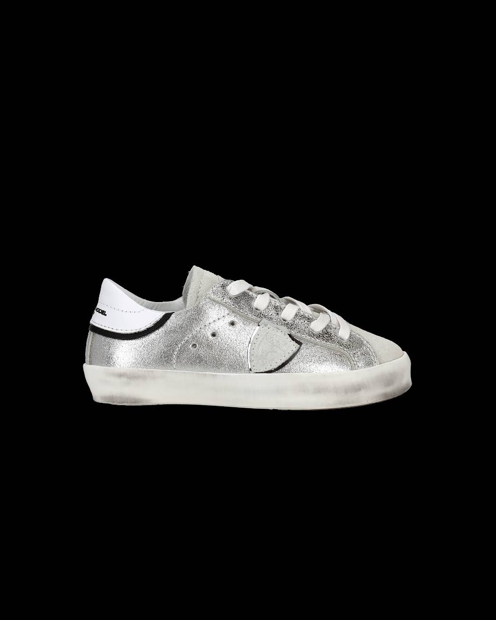 Philippe Model Sneakers Paris da Bambini Argento in Pelle Metal Sottocosto