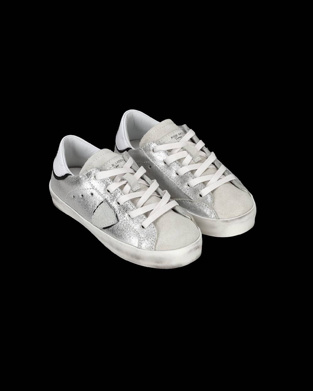 Philippe Model Sneakers Paris da Bambini Argento in Pelle Metal Sottocosto