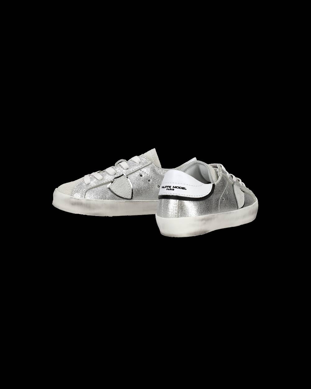 Philippe Model Sneakers Paris da Bambini Argento in Pelle Metal Sottocosto