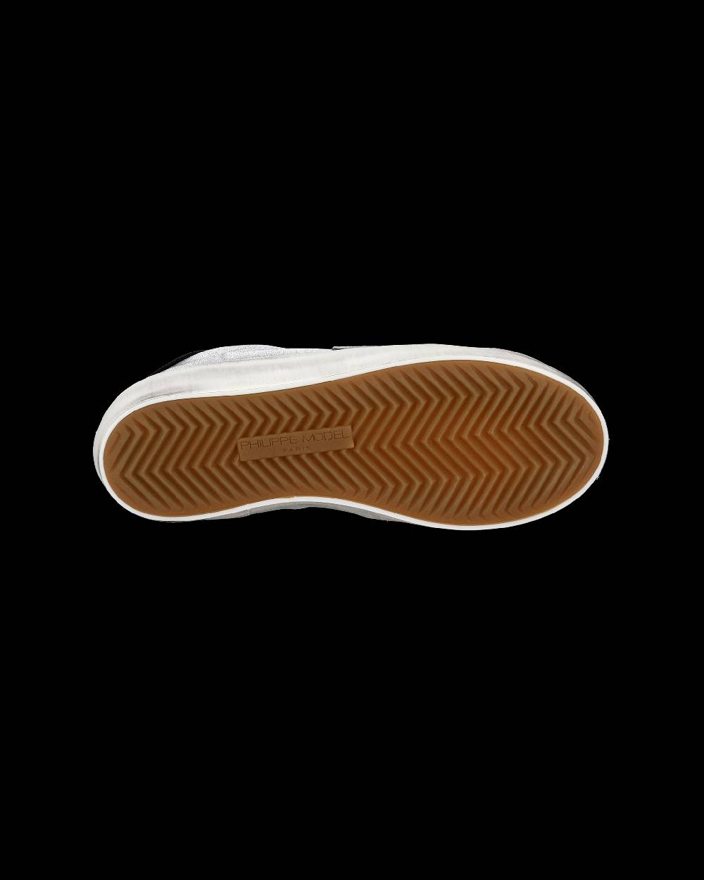 Philippe Model Sneakers Paris da Bambini Argento e Nere in Pelle Metal Convenienza