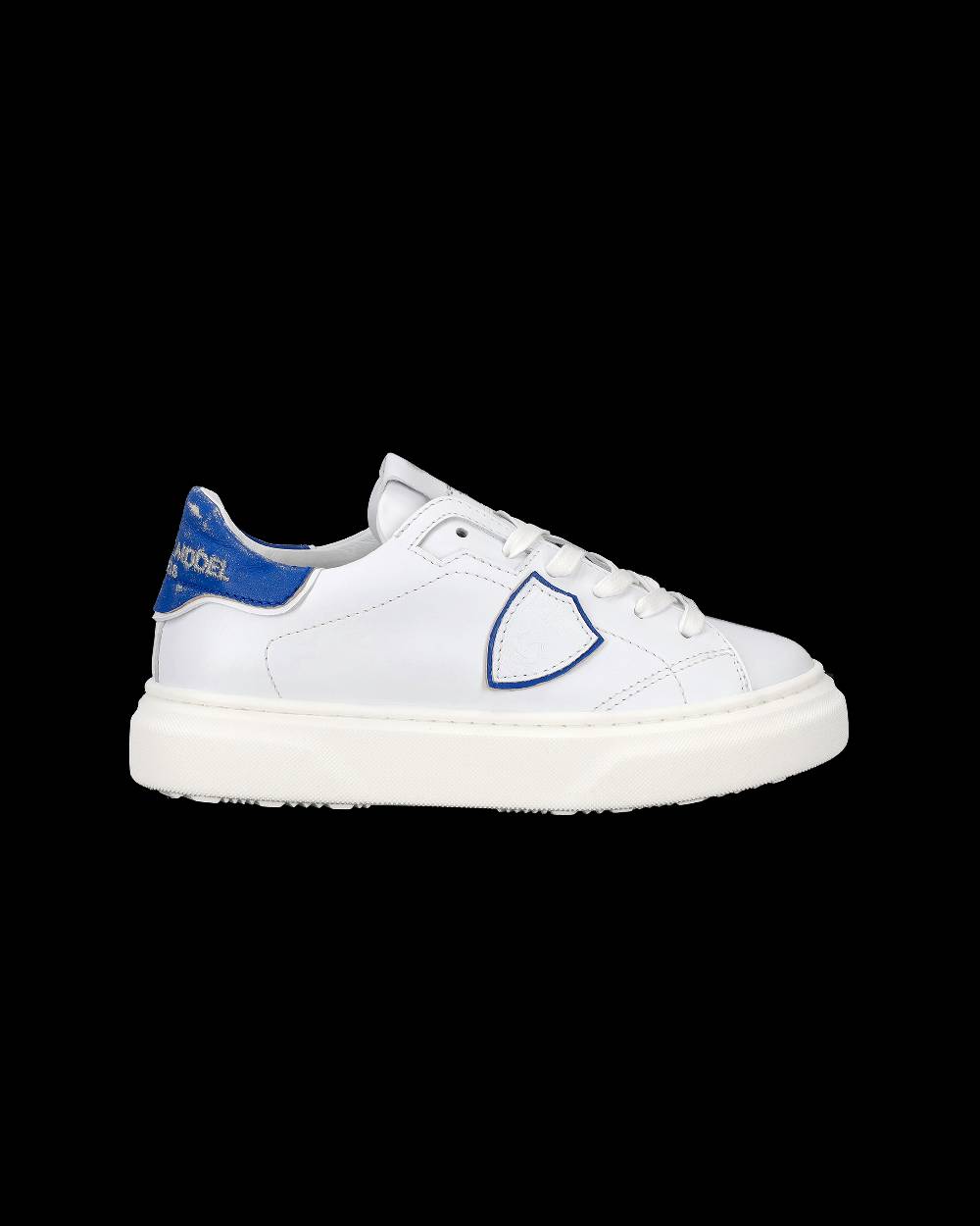 Philippe Model Sneakers Temple da Bambini Bianche e Blu in Pelle Morbida Presa