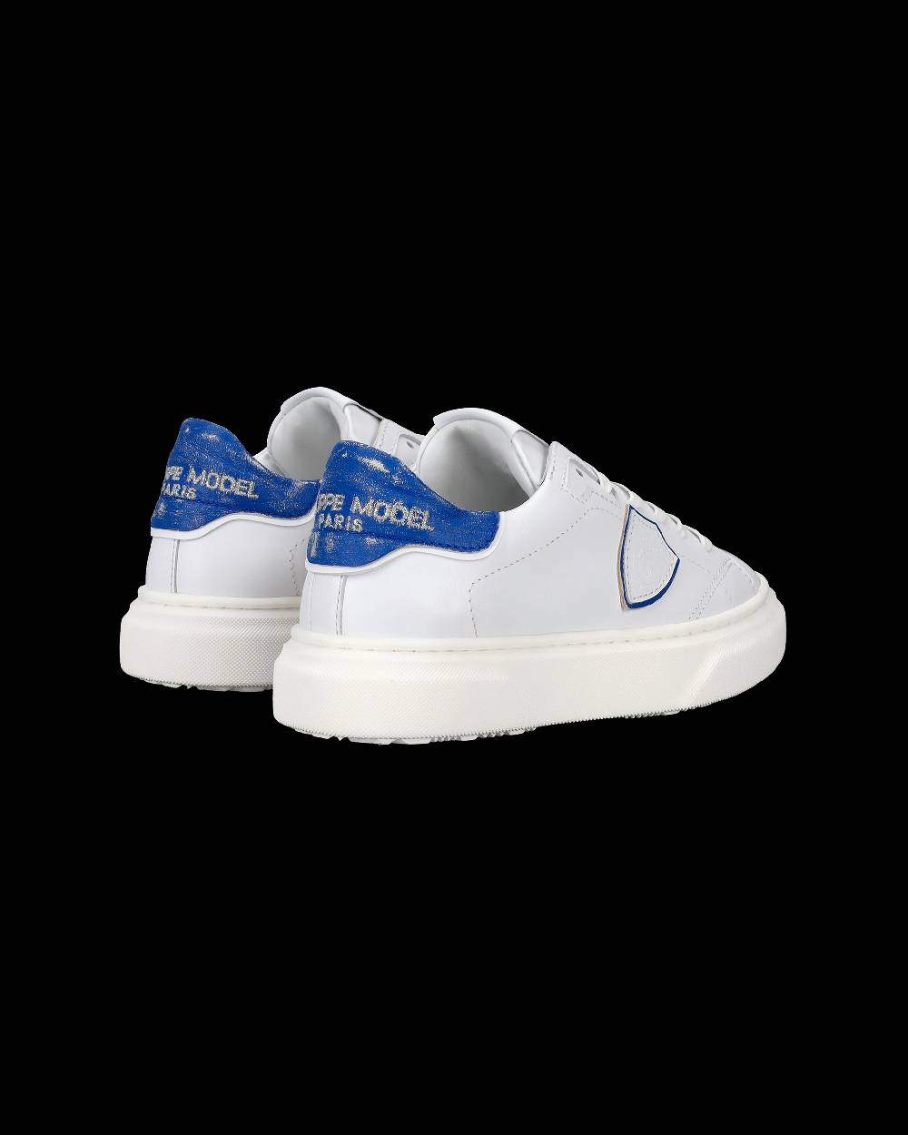Philippe Model Sneakers Temple da Bambini Bianche e Blu in Pelle Morbida Presa
