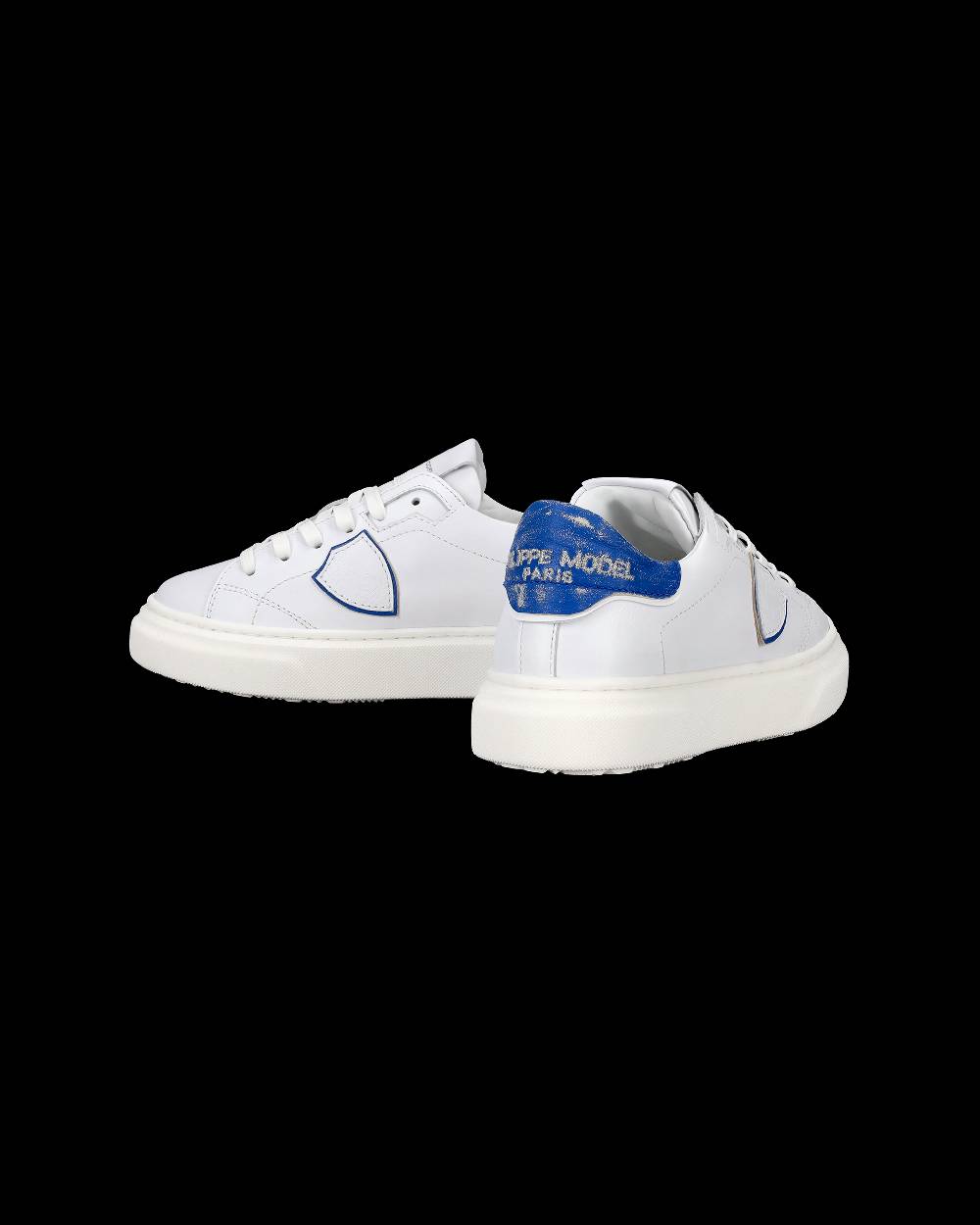 Philippe Model Sneakers Temple da Bambini Bianche e Blu in Pelle Morbida Presa
