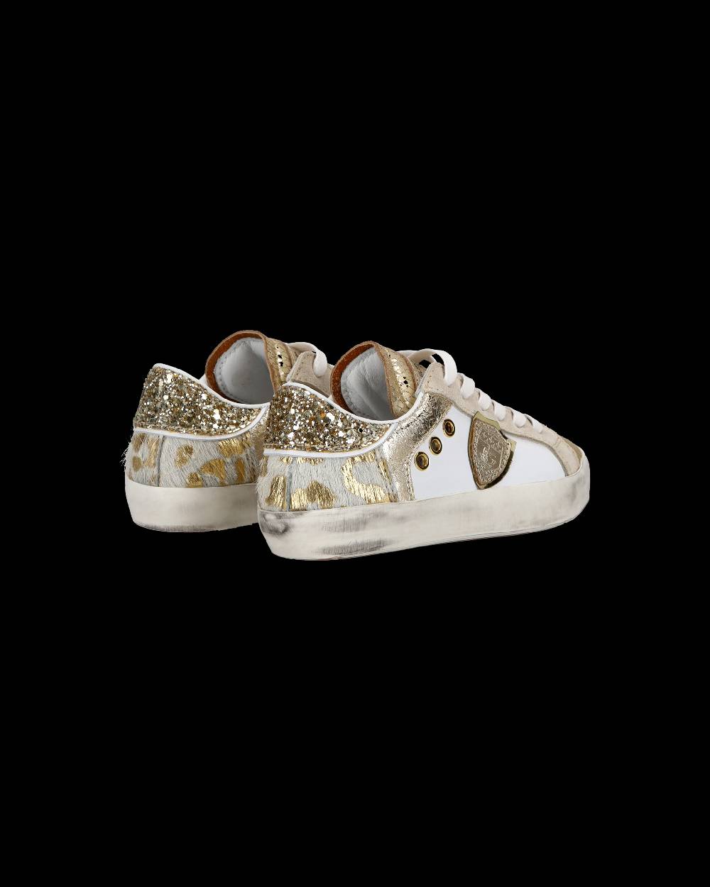 Philippe Model Baby Paris Low-Top Sneakers in Leather, White Gold Economico