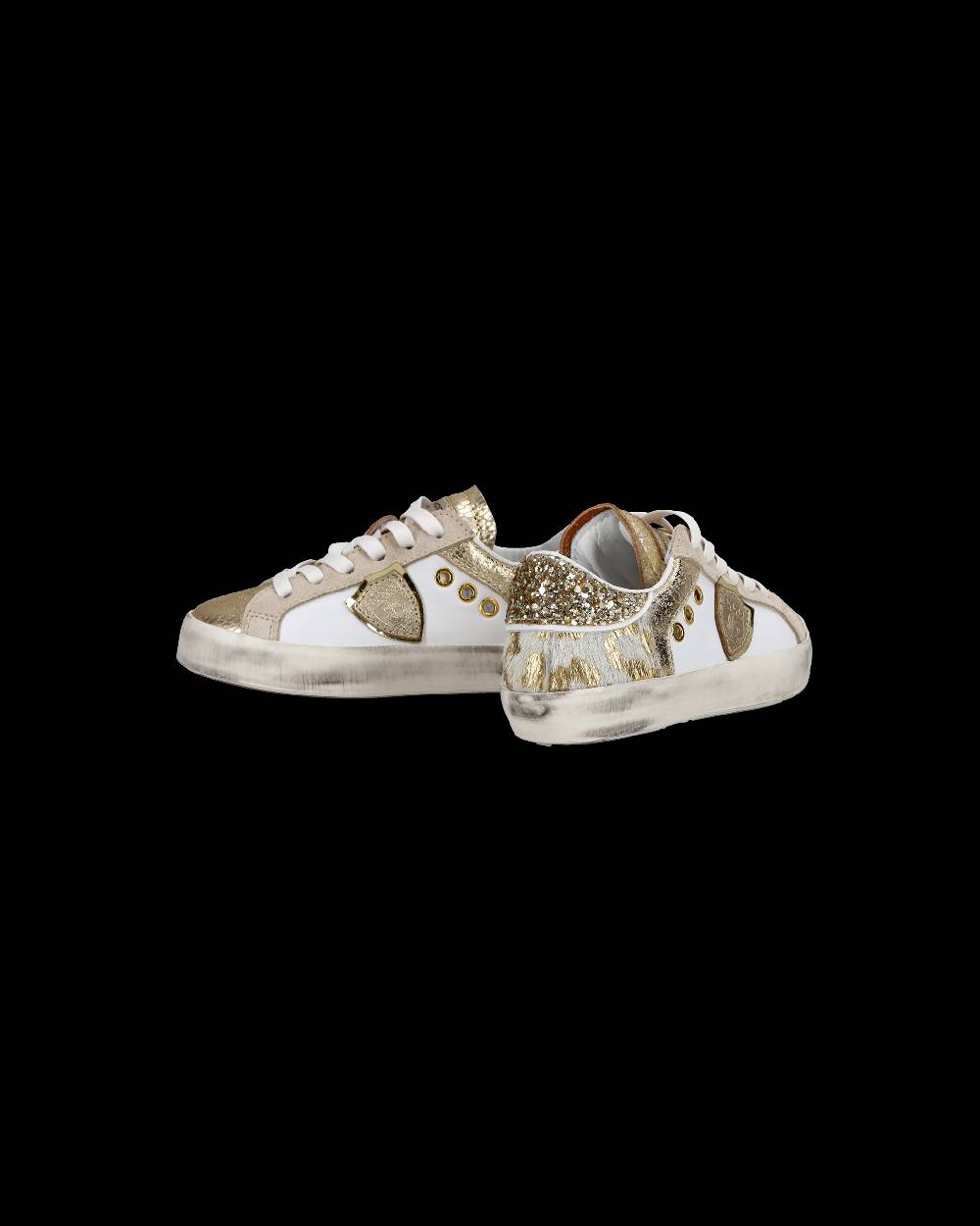 Philippe Model Baby Paris Low-Top Sneakers in Leather, White Gold Economico