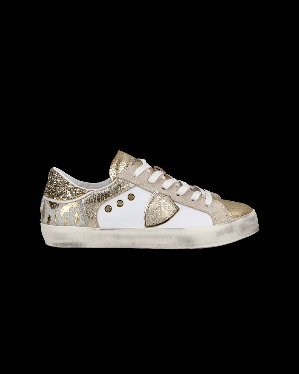 Philippe Model Sneakers basse Paris da Bambino in pelle, Bianco Oro Italy