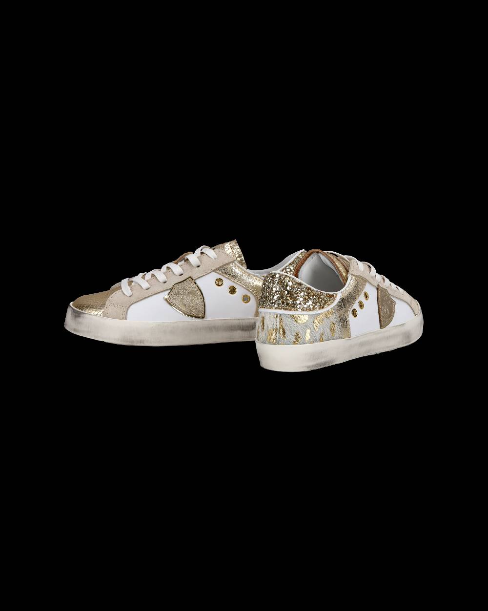 Philippe Model Sneakers basse Paris da Bambino in pelle, Bianco Oro Italy