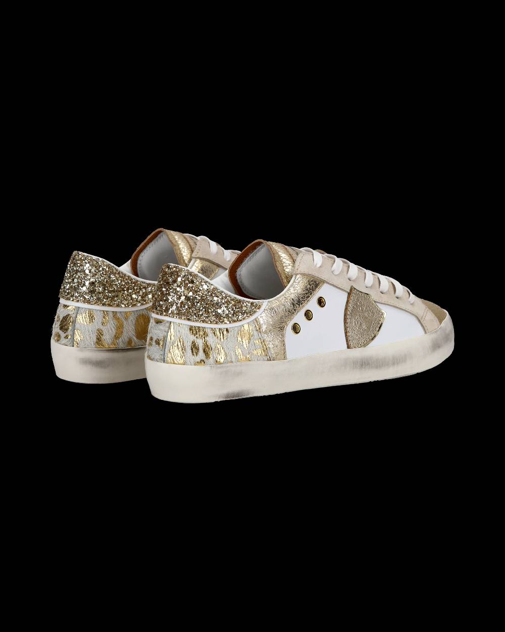 Philippe Model Sneakers basse Paris da Bambino in pelle, Bianco Oro Italia