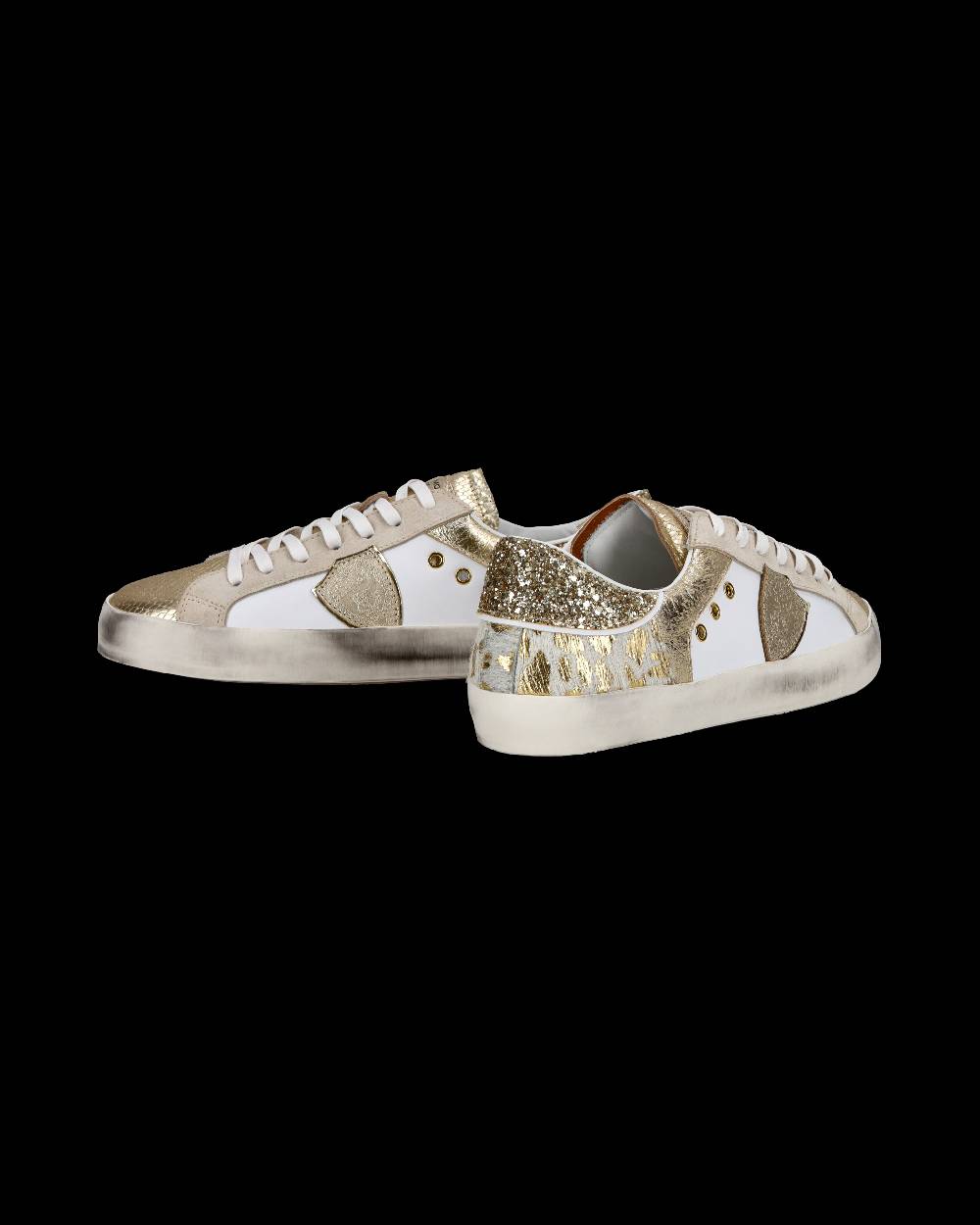 Philippe Model Sneakers basse Paris da Bambino in pelle, Bianco Oro Italia