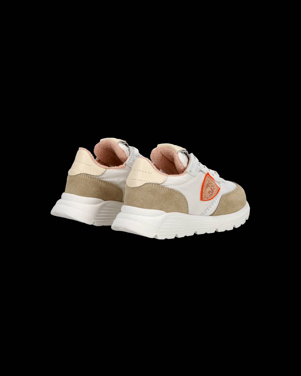 Philippe Model Baby Antibes Low-Top Sneakers in Nylon And Leather, White Beige Nuovo