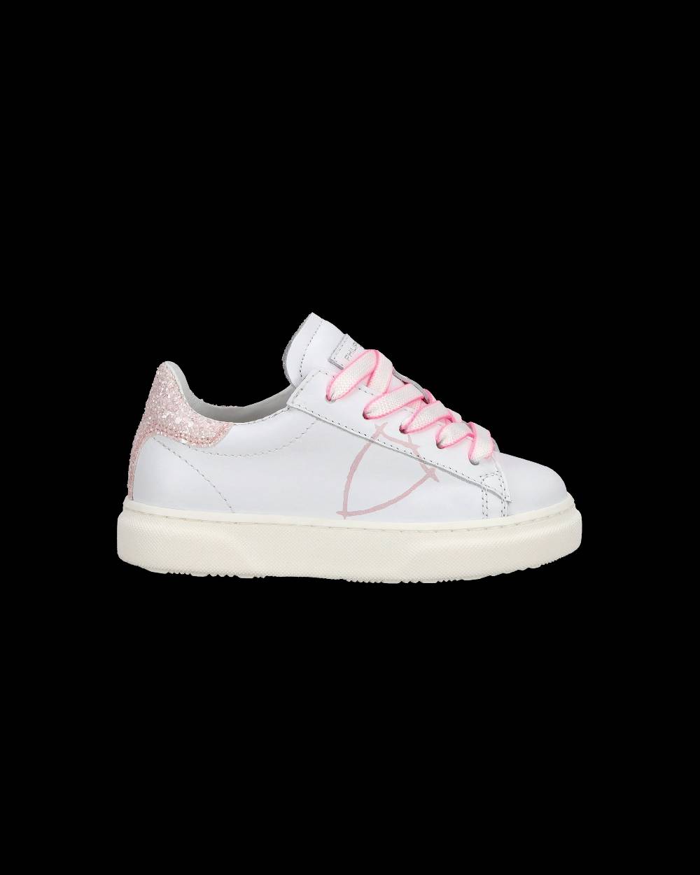 Philippe Model Baby Temple Low-Top Sneakers in Leather, White Pink Qualità
