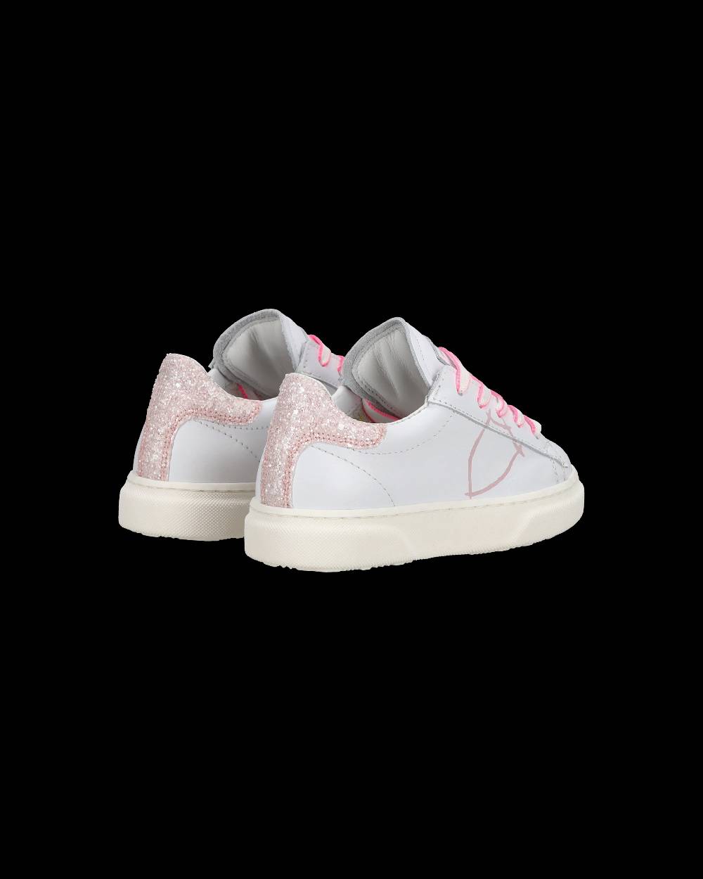 Philippe Model Baby Temple Low-Top Sneakers in Leather, White Pink Qualità