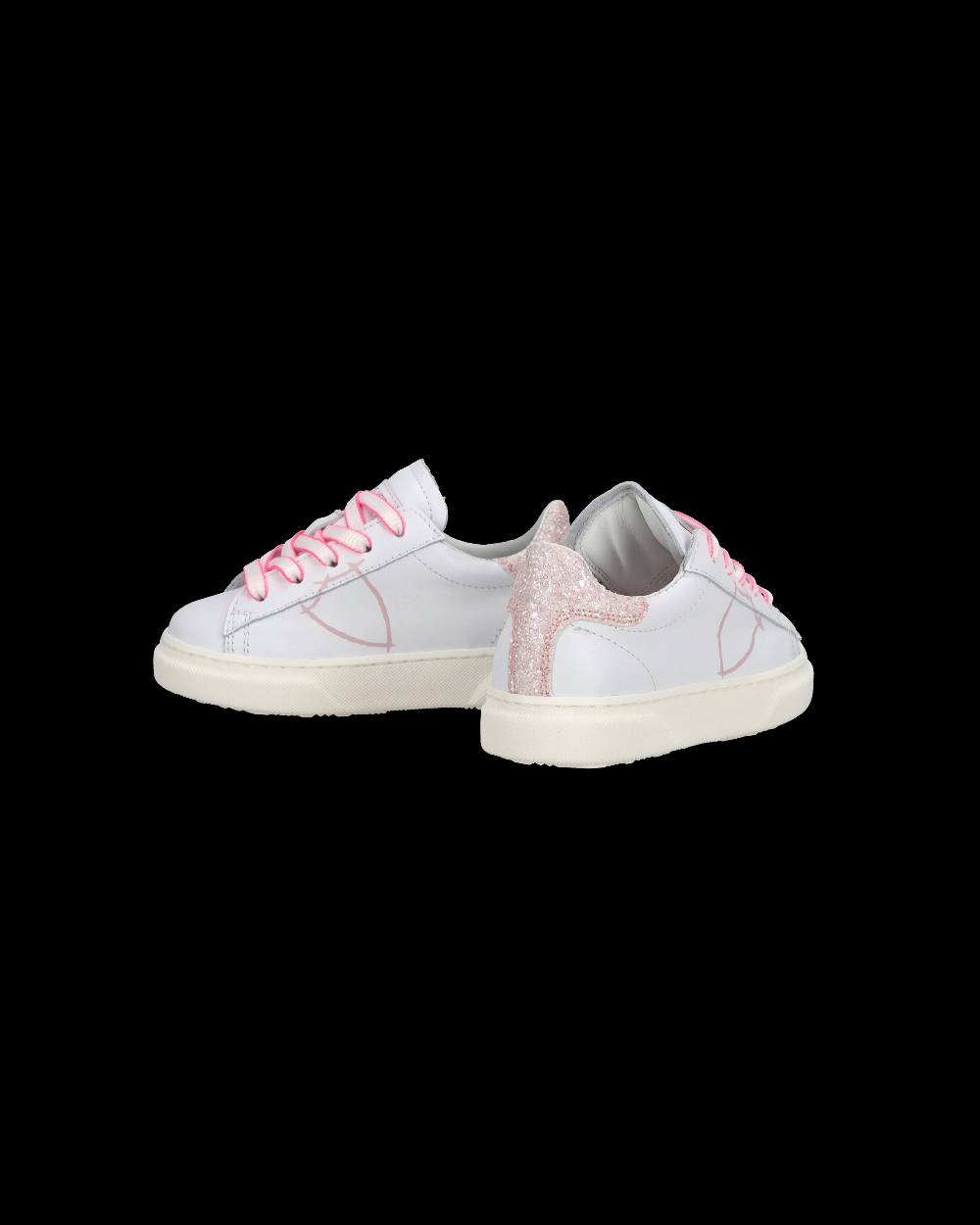 Philippe Model Baby Temple Low-Top Sneakers in Leather, White Pink Qualità