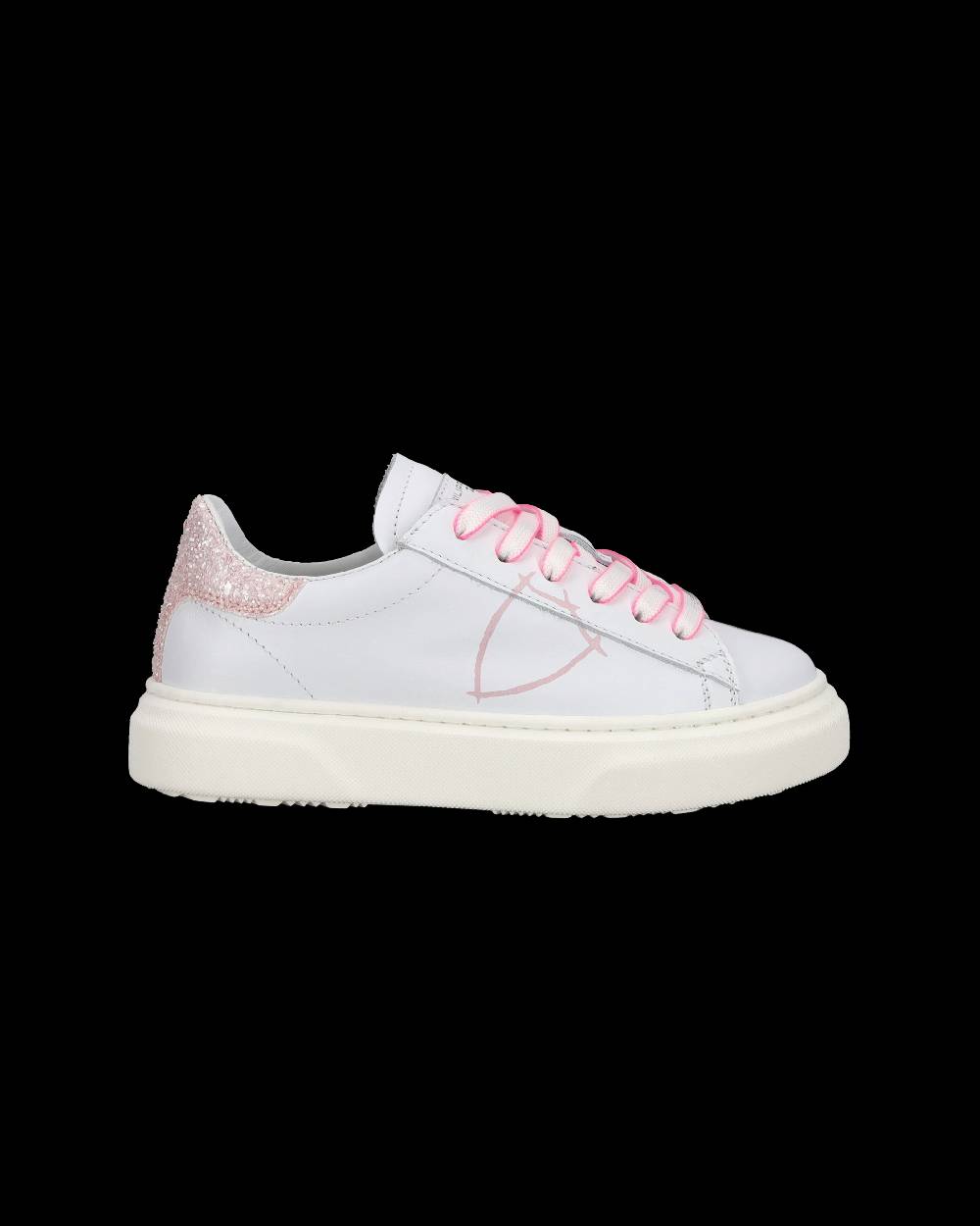 Philippe Model Sneakers basse Temple da Ragazzo in pelle, Bianco Rosa Vendita