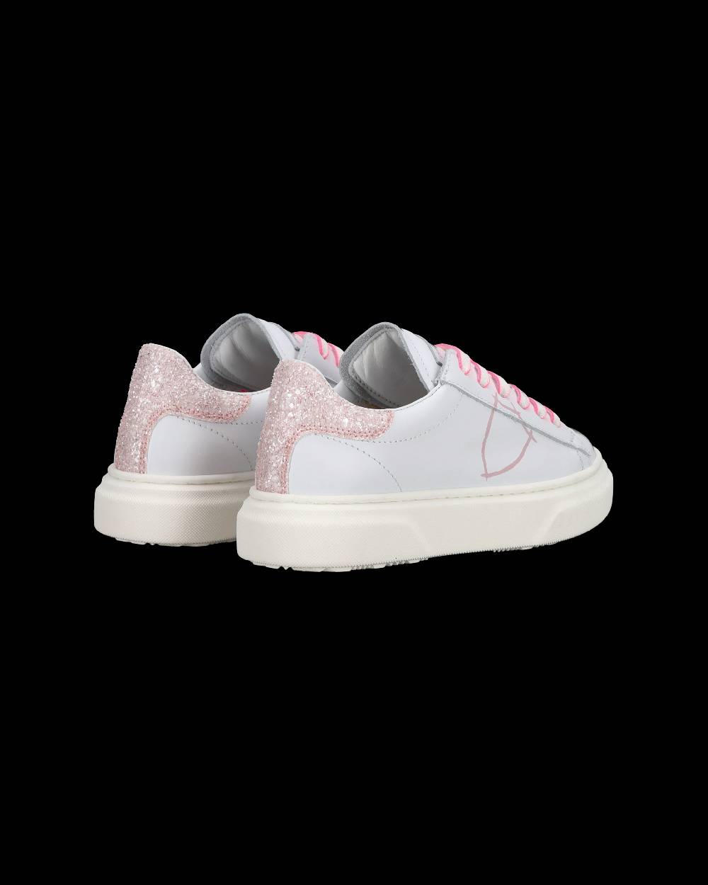 Philippe Model Sneakers basse Temple da Ragazzo in pelle, Bianco Rosa Vendita